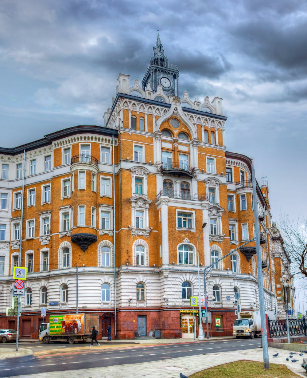 a large building with a clock tower on top of it