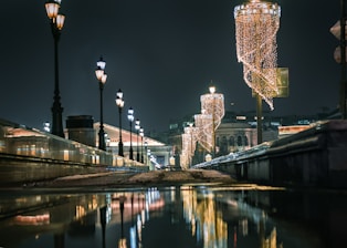 Evening view of well-lit pathways and eco-friendly street lamps in the residential colony.