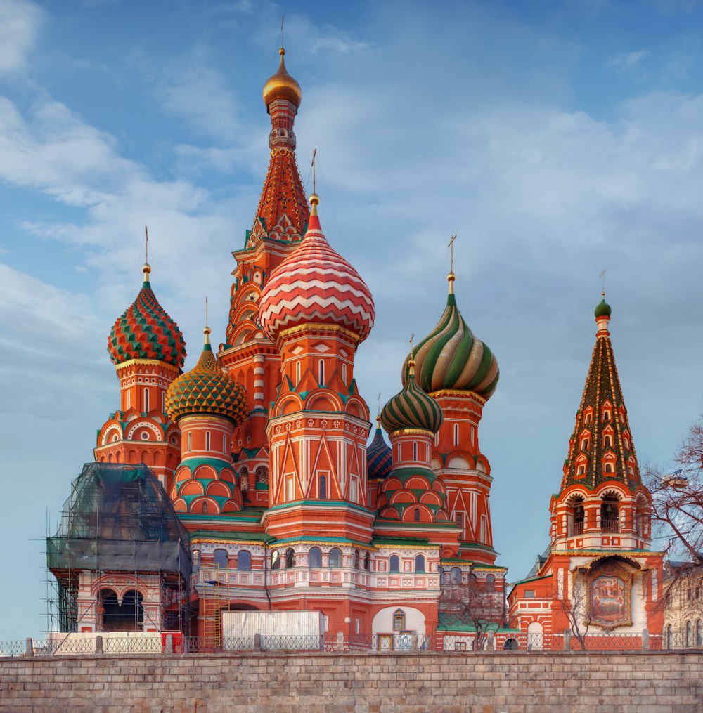 a large building with many spires on top of it