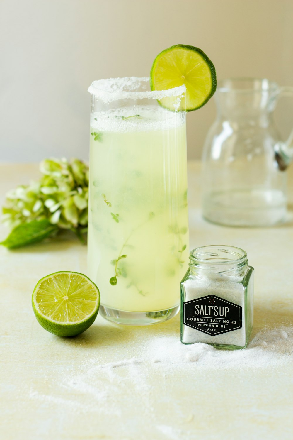 lemon juice in clear glass bottle