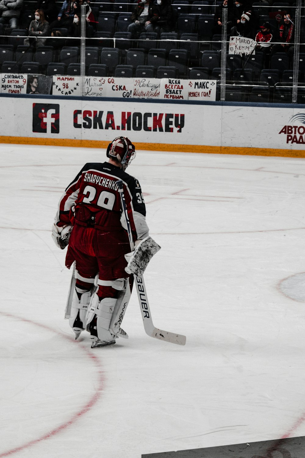 ice hockey players on ice hockey field