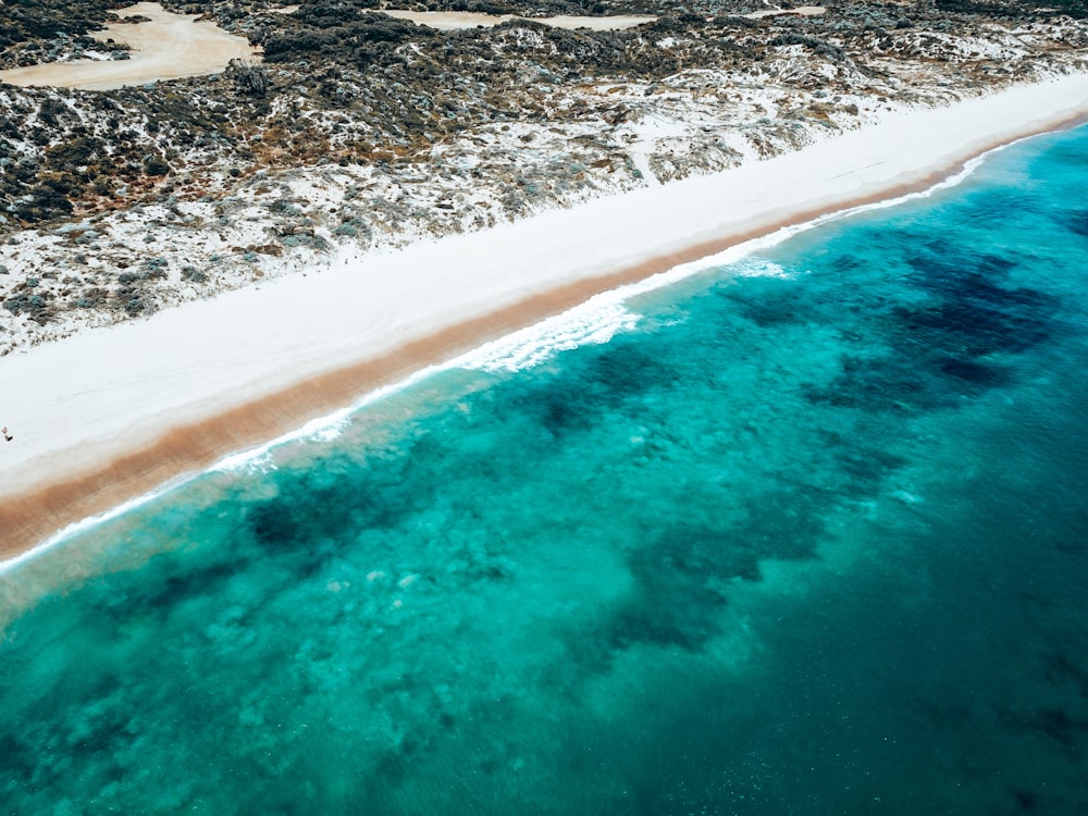 specchio d'acqua vicino a sabbia bianca durante il giorno