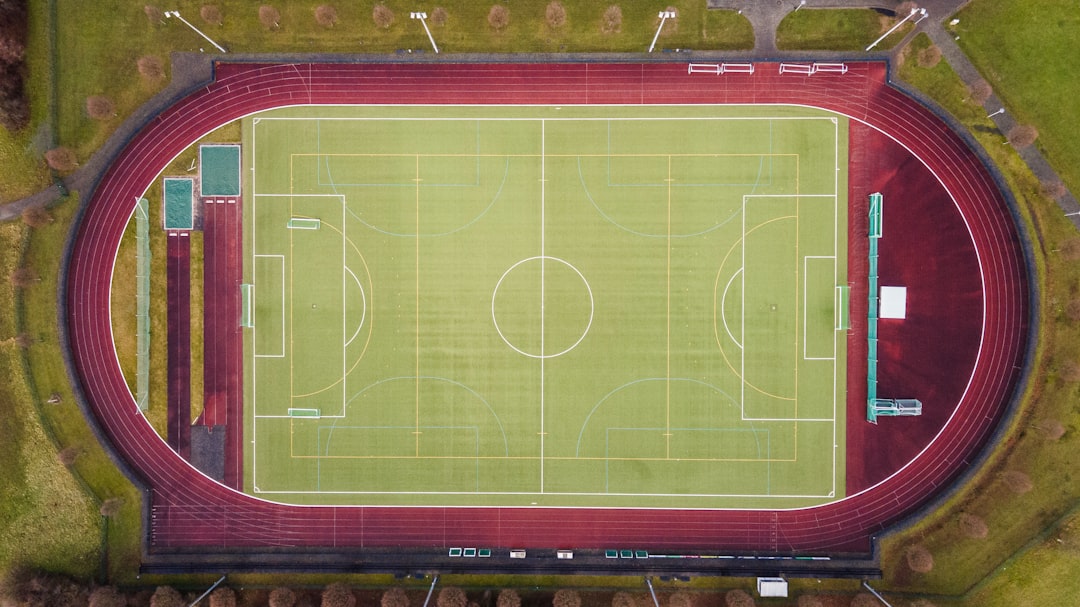 green and red football field