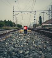 train rail tracks during daytime