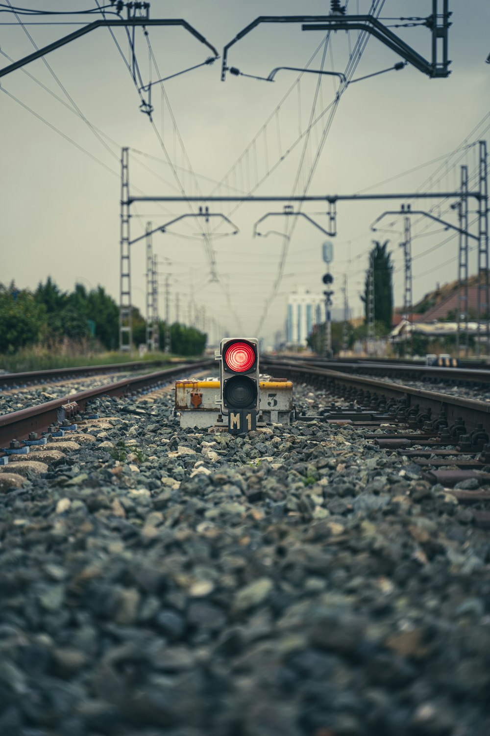 Vías férreas del tren durante el día