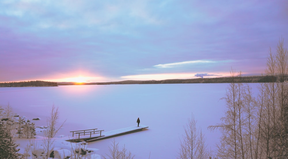 person standing on dock near body of water during daytime