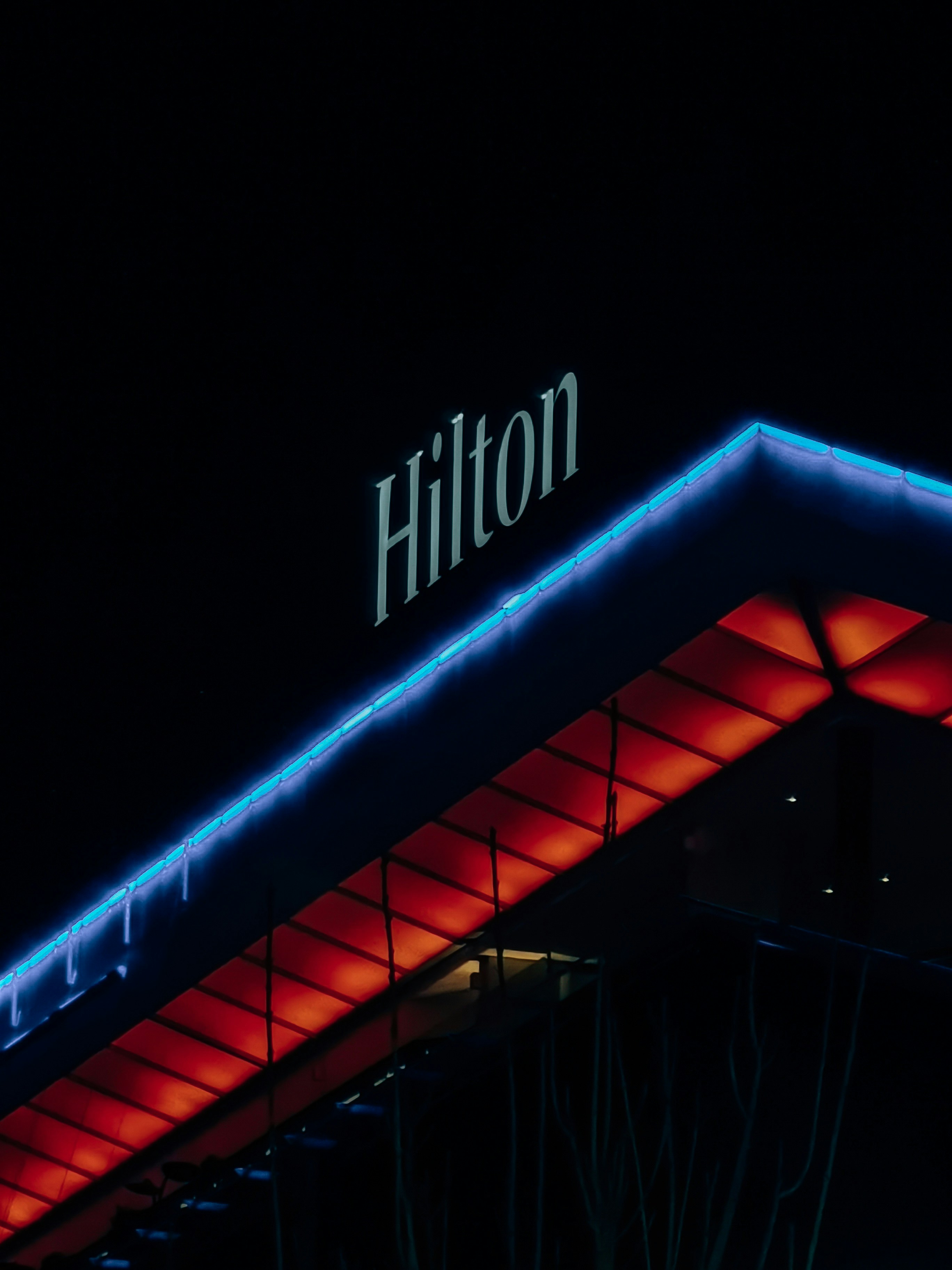 blue and red lighted building during nighttime