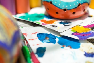 A close-up of a creative project with vibrant colors and textures.