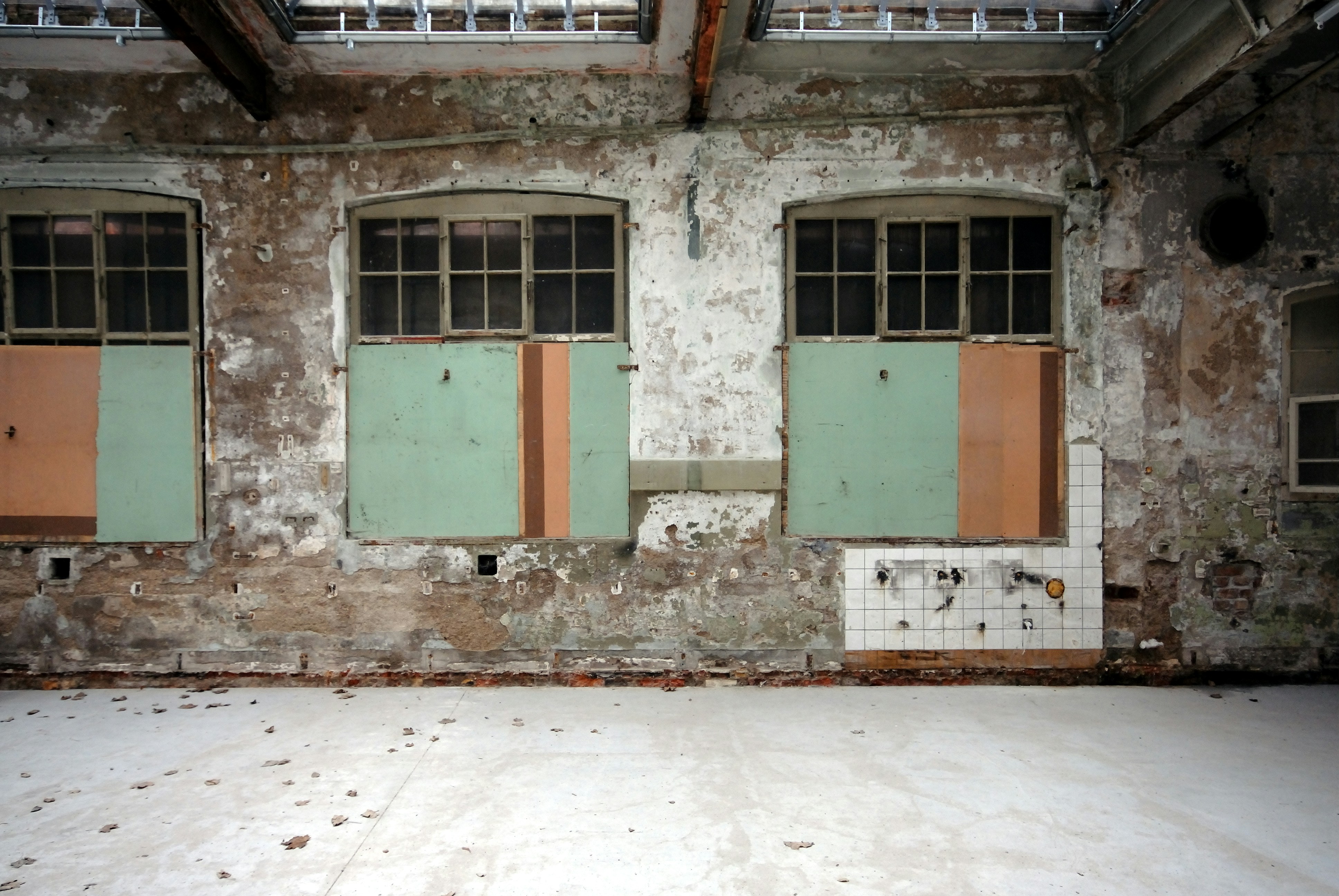 teal and white concrete building