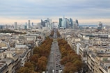 View of Paris Champs Elysée and la Défence business center
