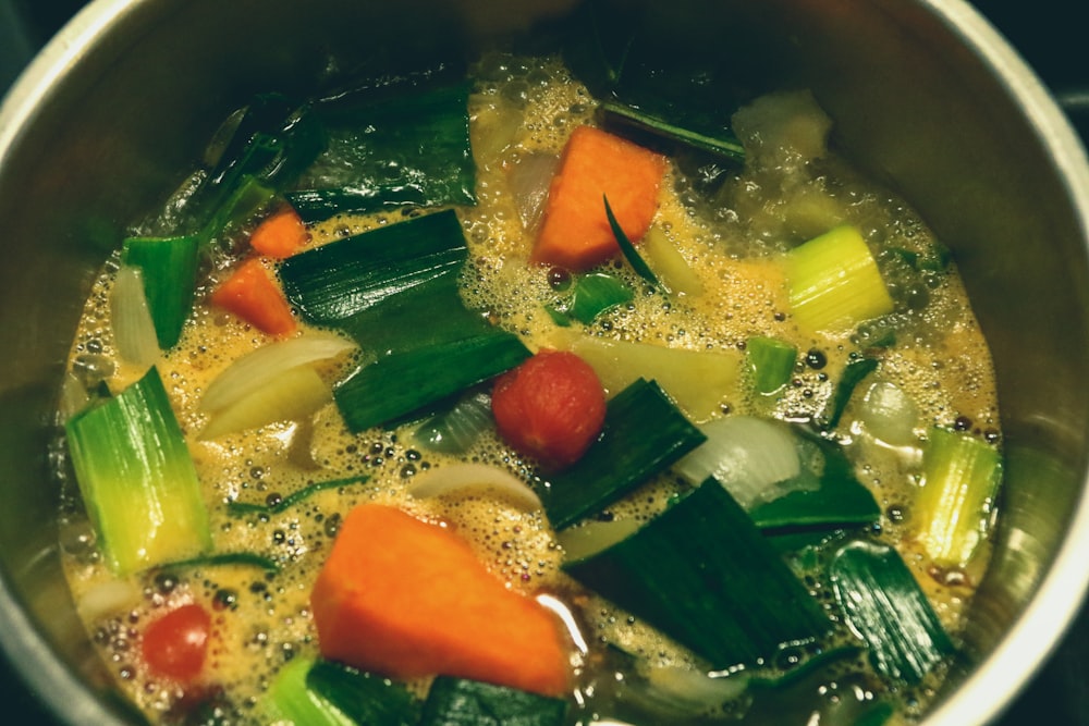 vegetable dish in black bowl