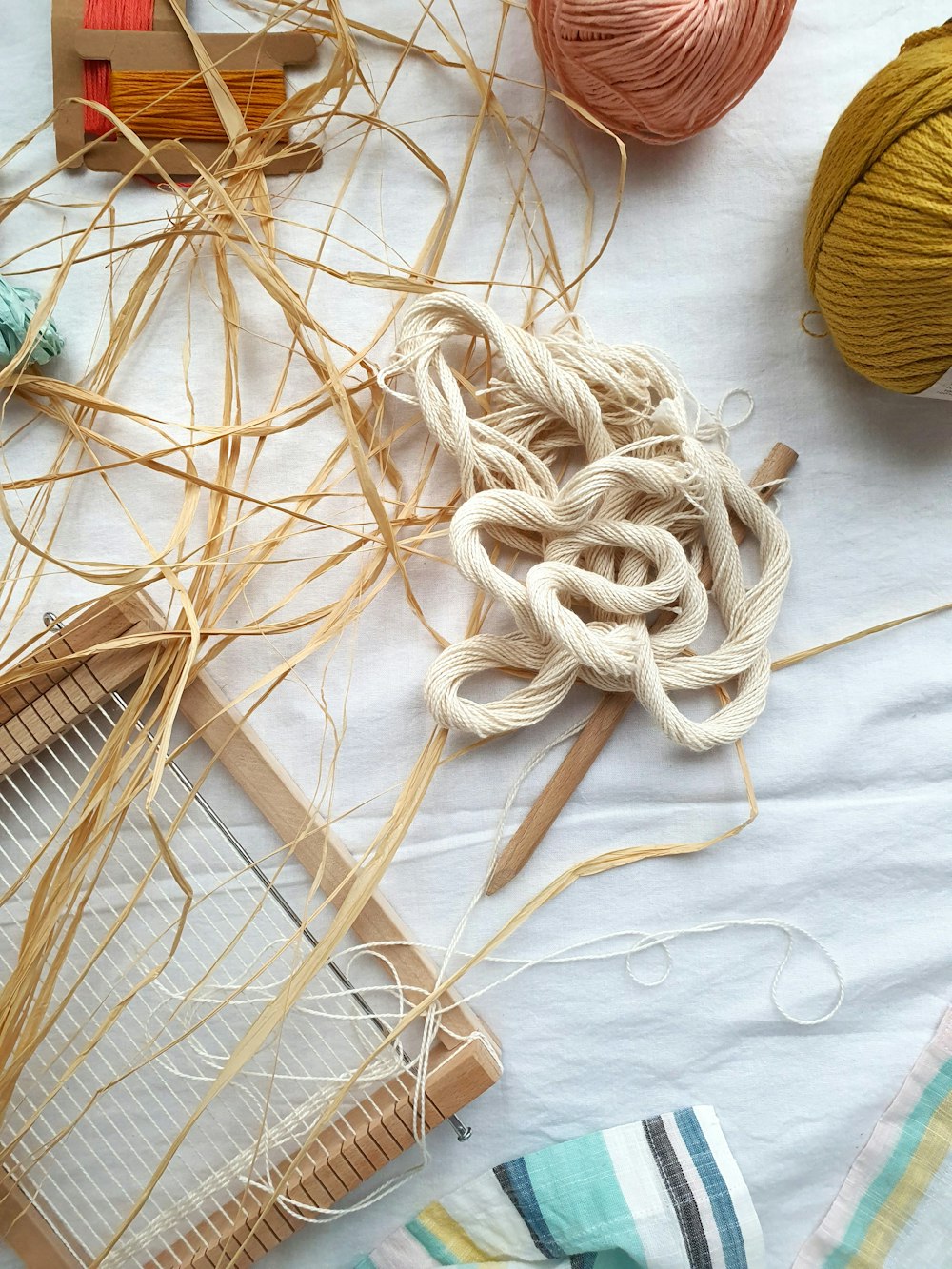 white rope on brown wooden table