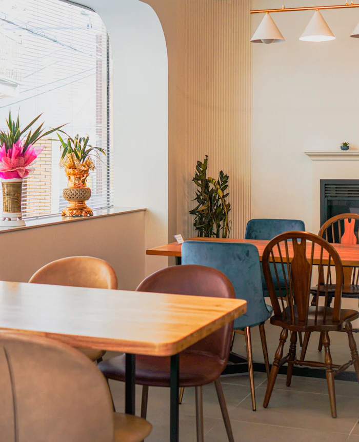 Warm seating area with plants
