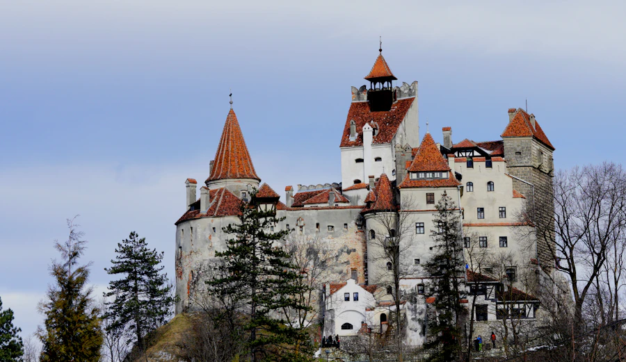 Bran Castle on its rock above the village