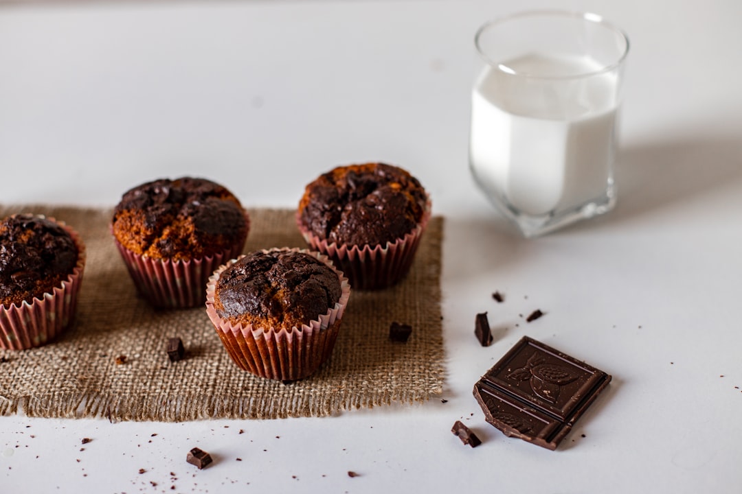 chocolate cupcakes on white table