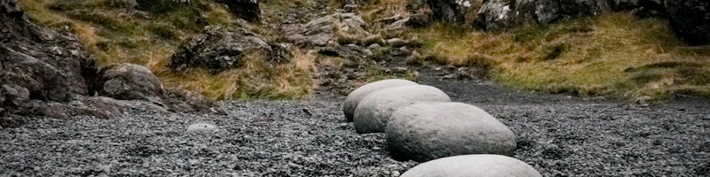 white rocks on gray rocky ground