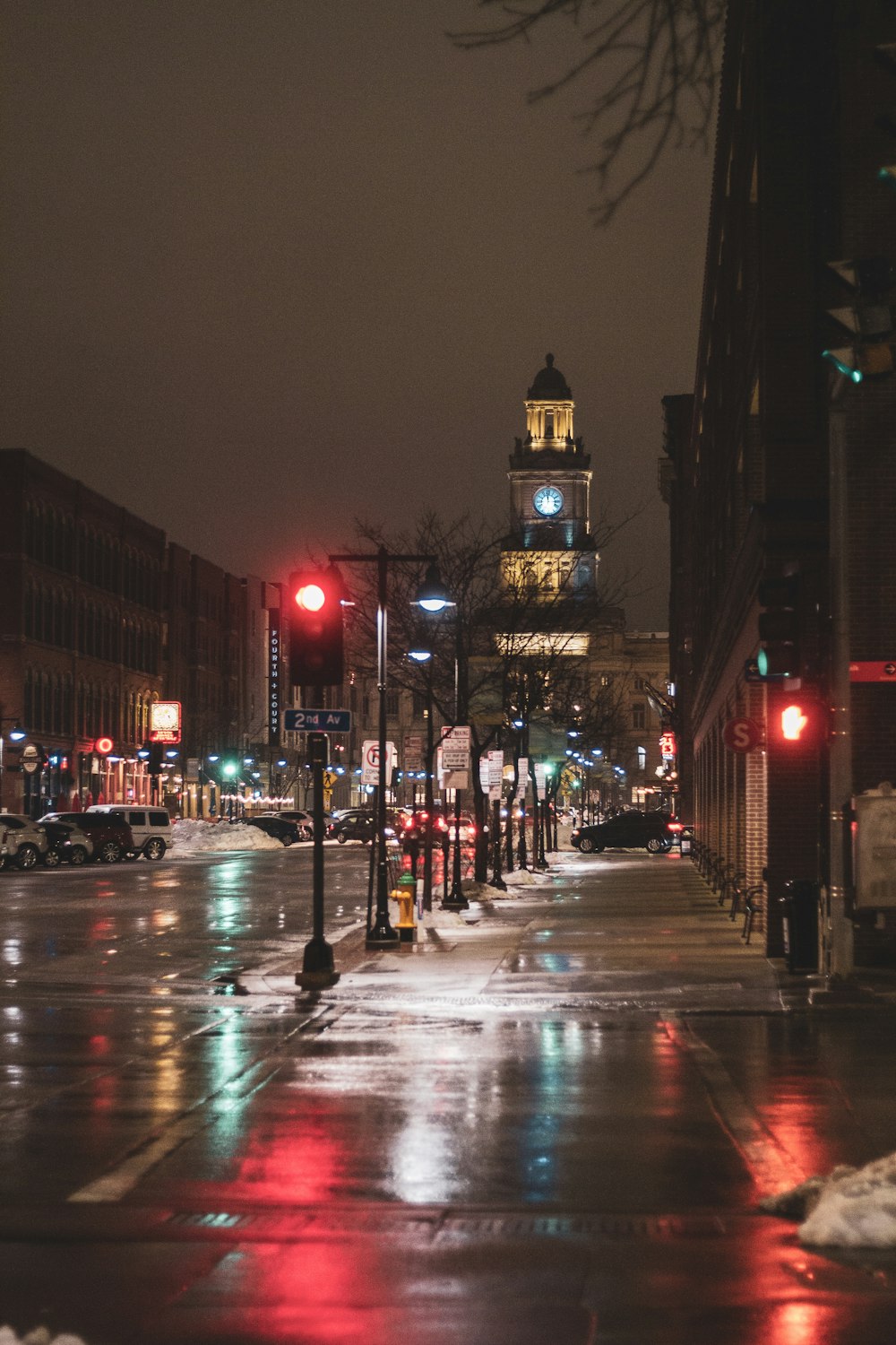 cars on road during night time