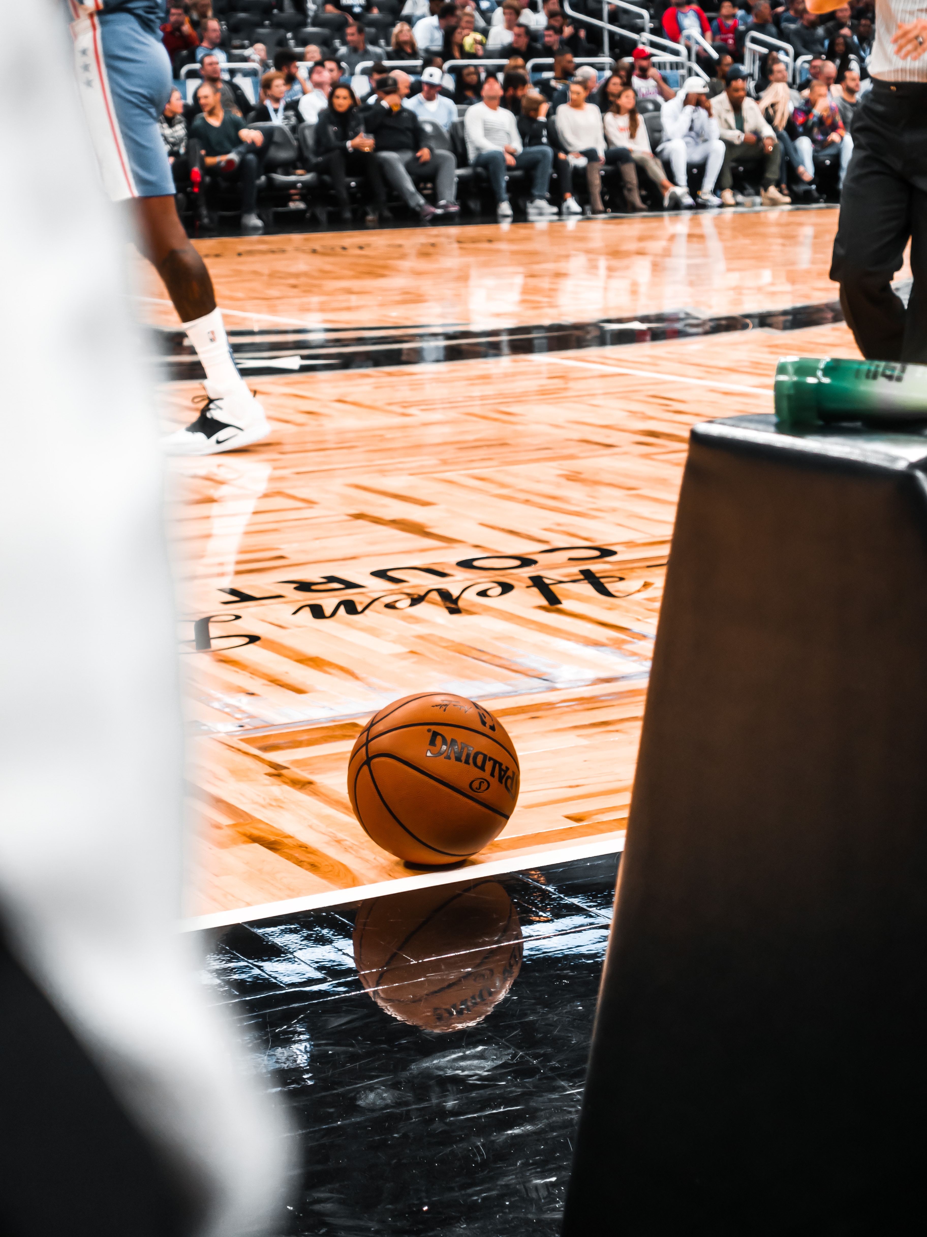 The basketball of a game at the Orlando Magics home court, the Amway Center in Orlando, Florida.