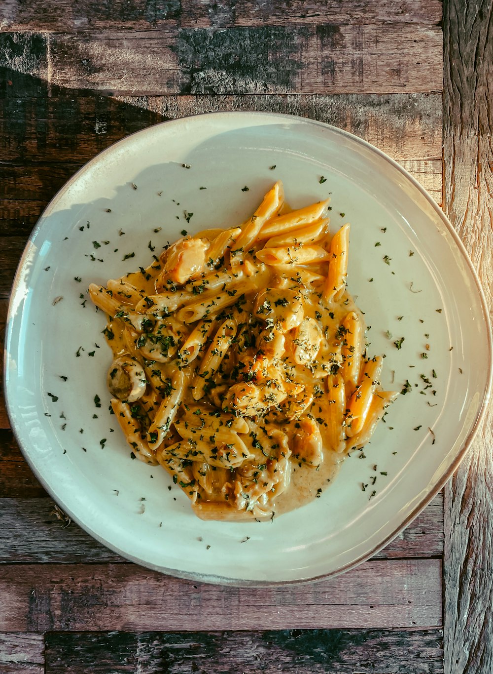 pasta dish on white ceramic plate