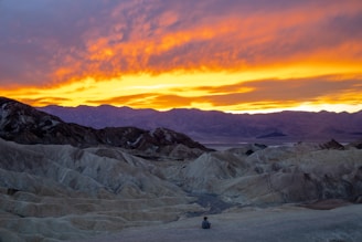A stunning view of the Agafay Desert at sunset.