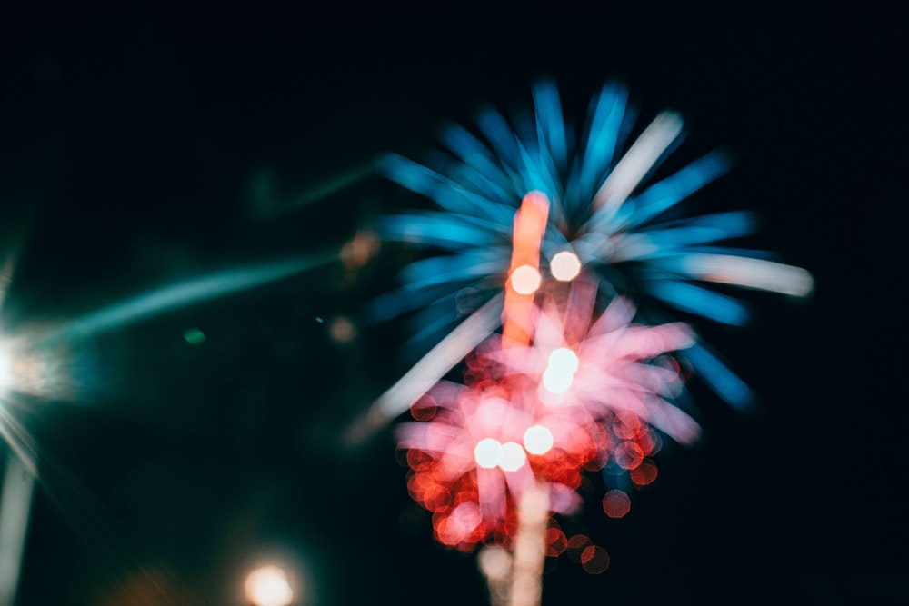 red and green fireworks display