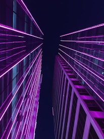 purple and blue light in dark room