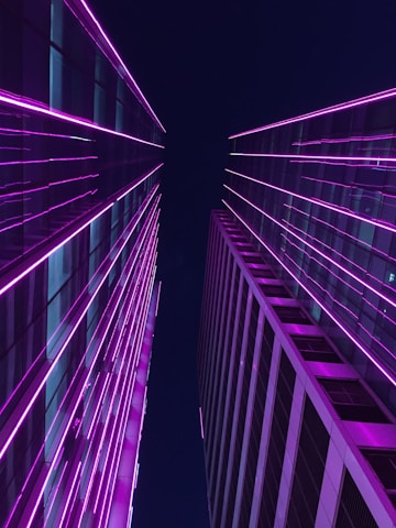 purple and blue light in dark room