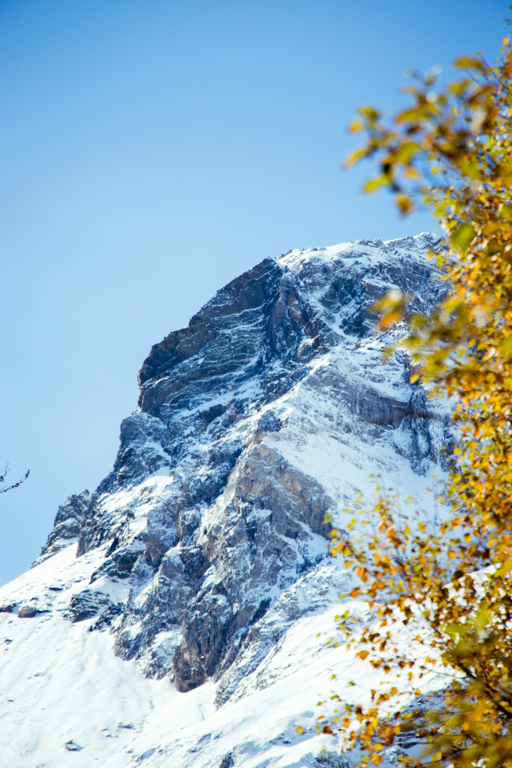 snow covered mountain during daytime