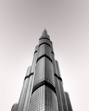 grayscale photo of high rise building