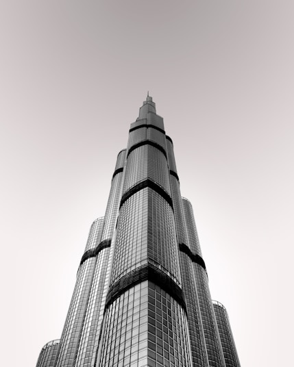 grayscale photo of high rise building