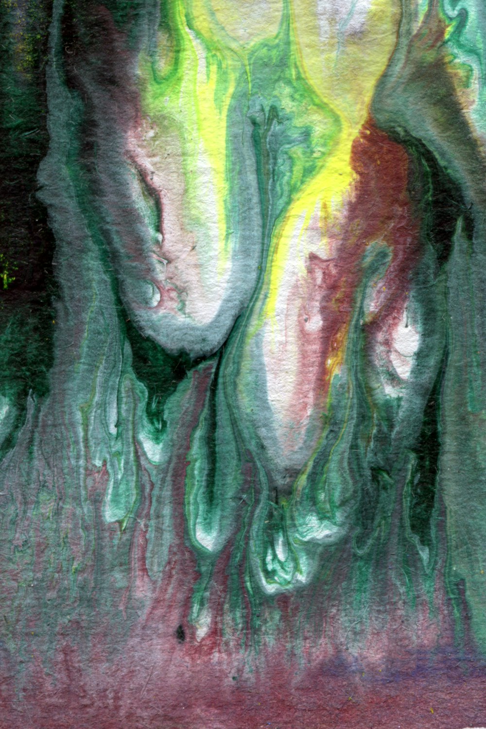 pittura astratta viola verde e rossa