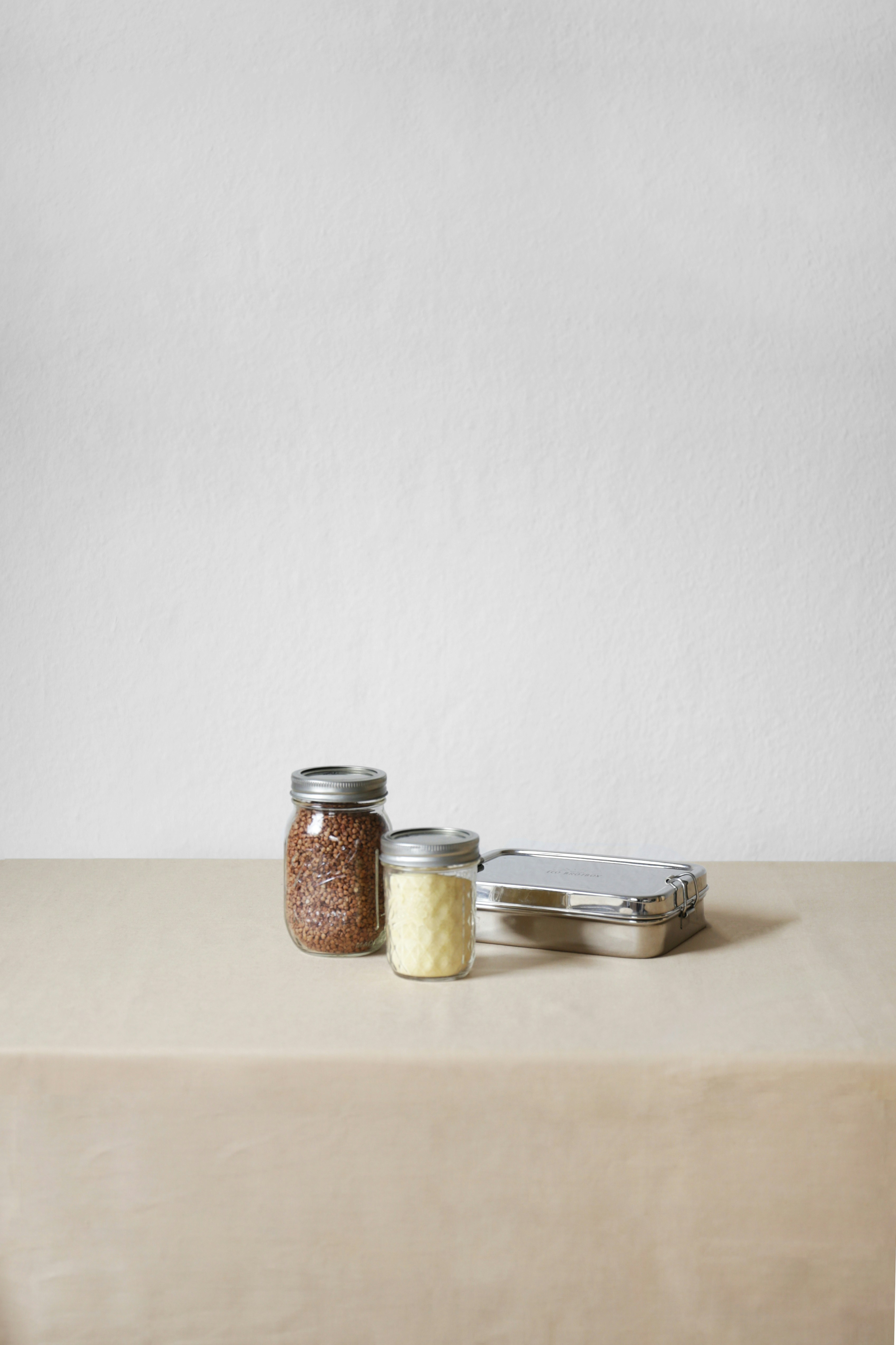 brown and silver condiment shakers