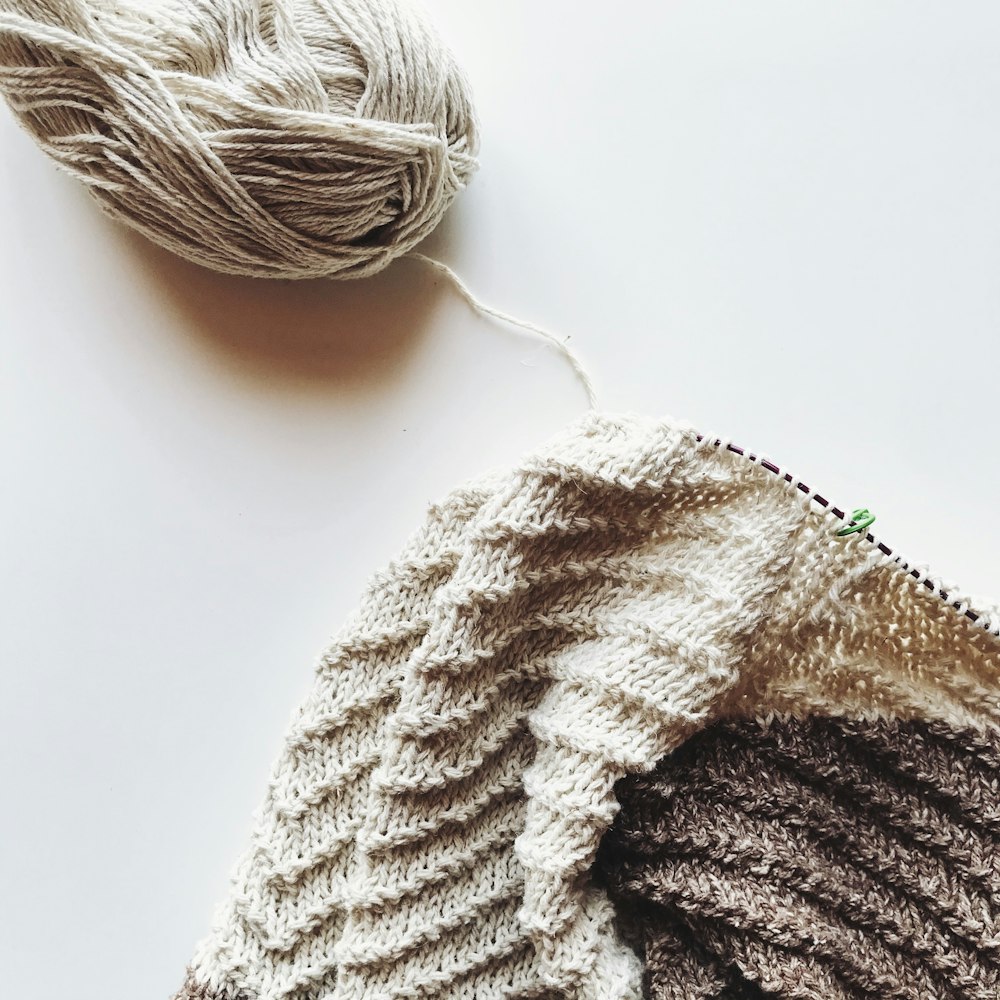 white yarn on white table