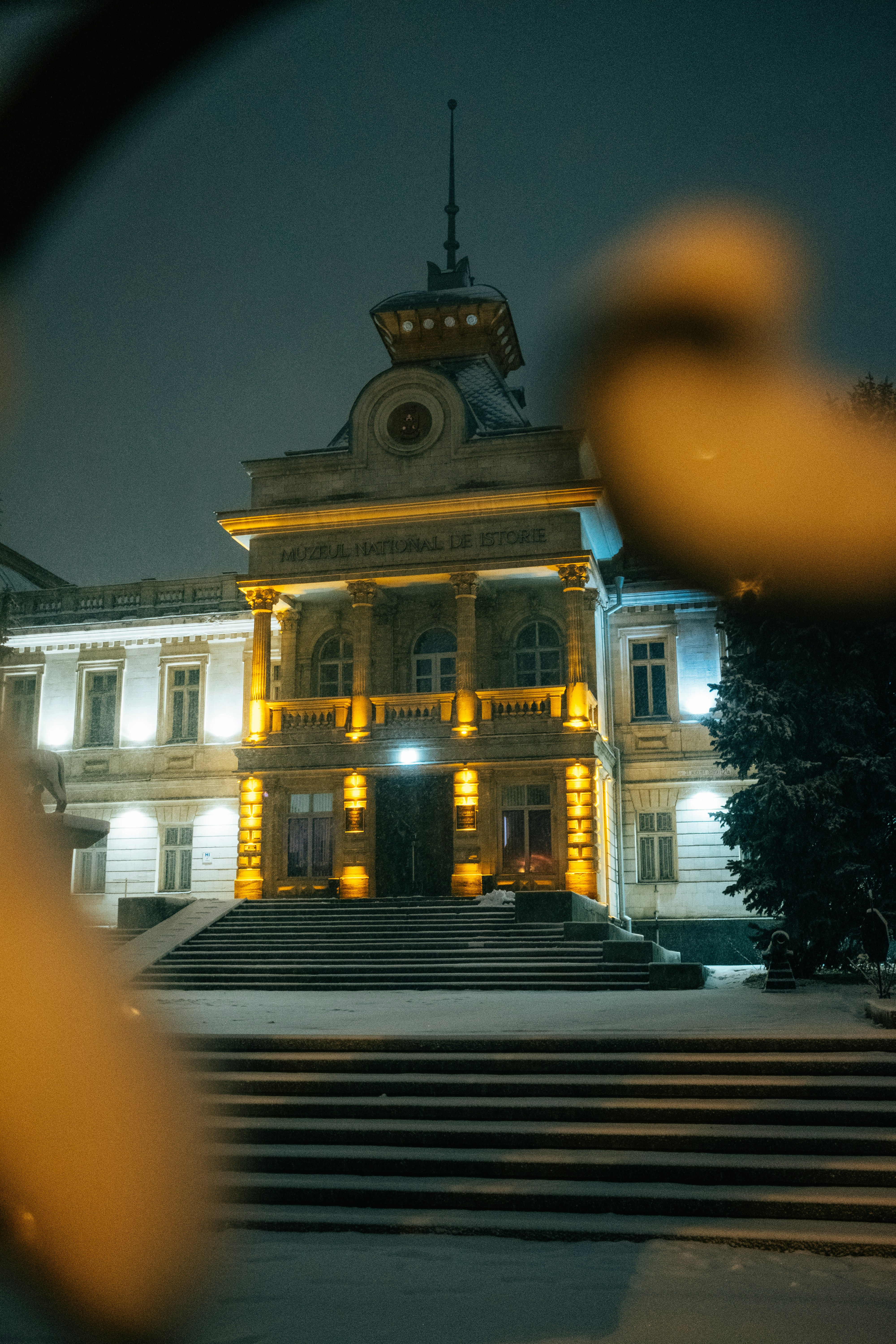 white concrete building during night time