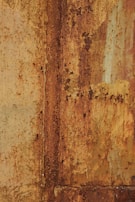 Close-up of a rusted metal texture on a sculptural piece with layered patinas.