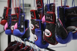 blue and red nike gloves