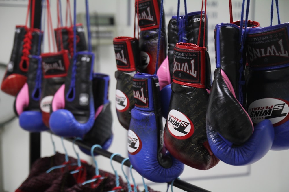 blue and red nike gloves