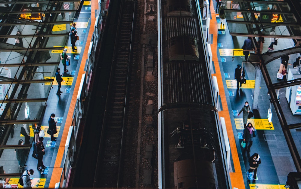 black train rail during night time