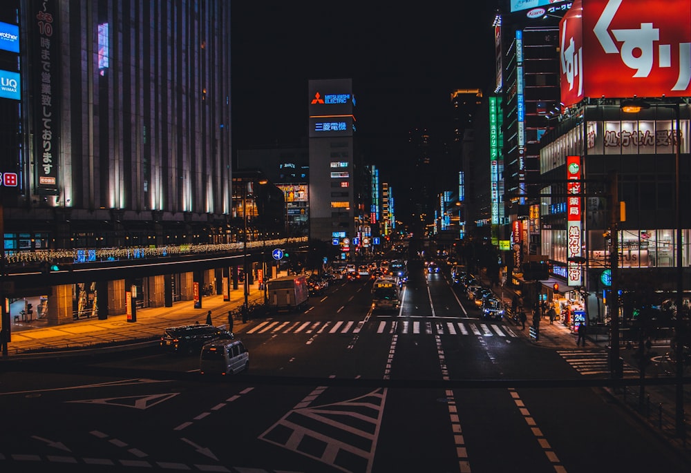 cars on road during night time