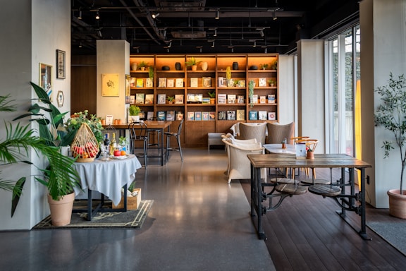 A welcoming office space with books and a cozy atmosphere.