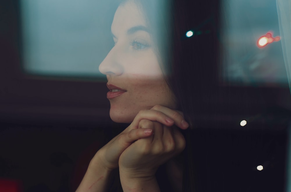 woman with blue eyes and black hair