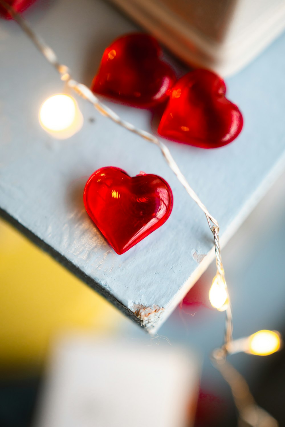 red heart shape candle holder