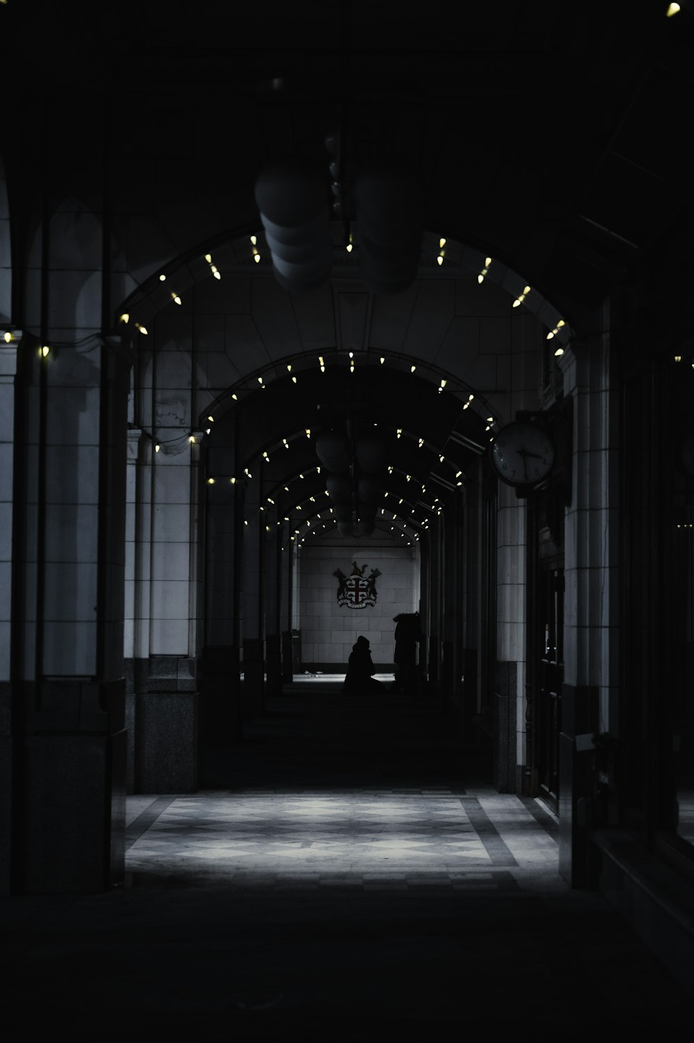 black and white tunnel with light