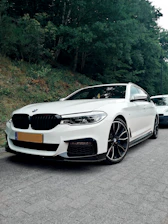 A sleek private car parked by a scenic Sri Lankan roadside with lush greenery.