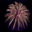 Close-up of vibrant red and gold fireworks bursting against a dark night sky.