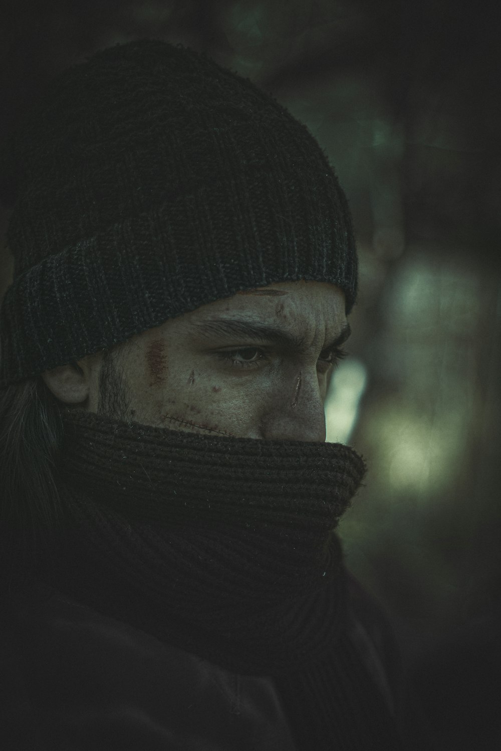 man in black knit cap