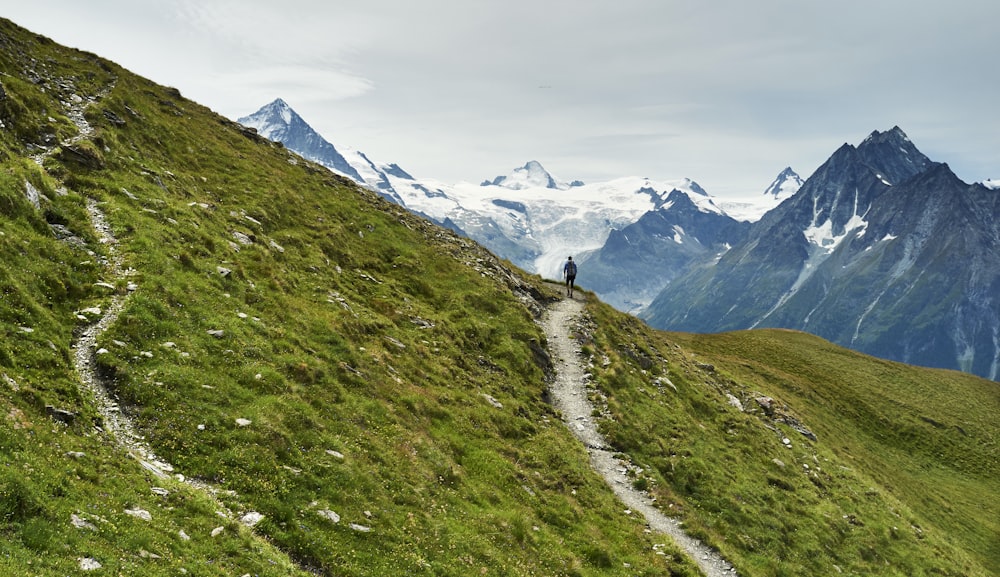 green grass field near snow covered mountains during daytime