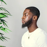 man in white crew neck shirt