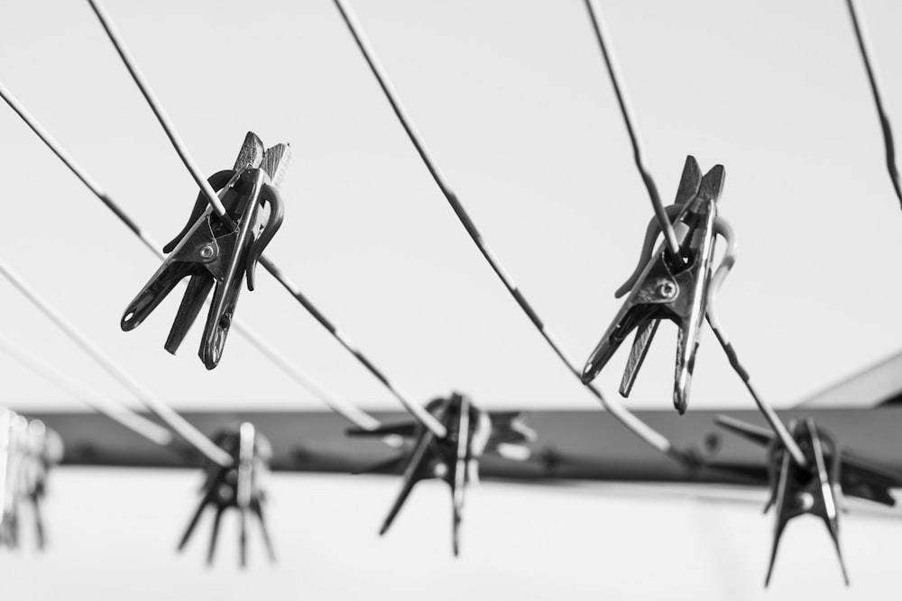 gray scale photo of clothes pin