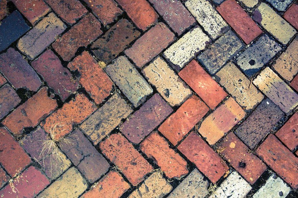 brown and gray brick pavement